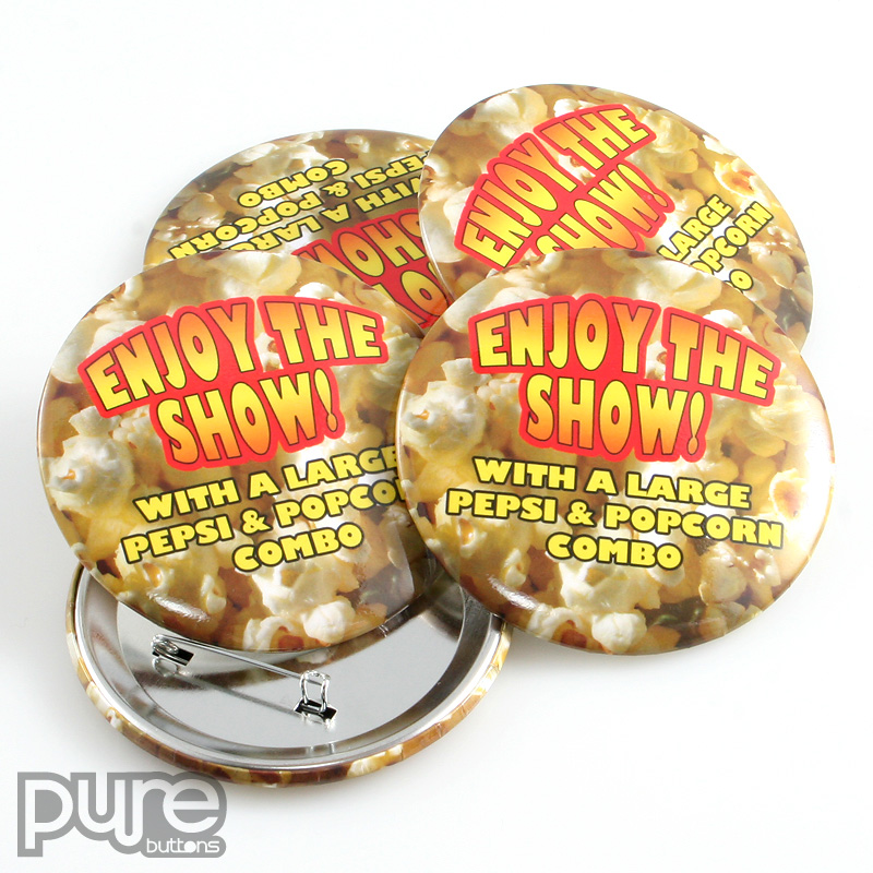 Enjoy The Show with a Large Pepsi & Popcorn Combo Pin-Back Buttons