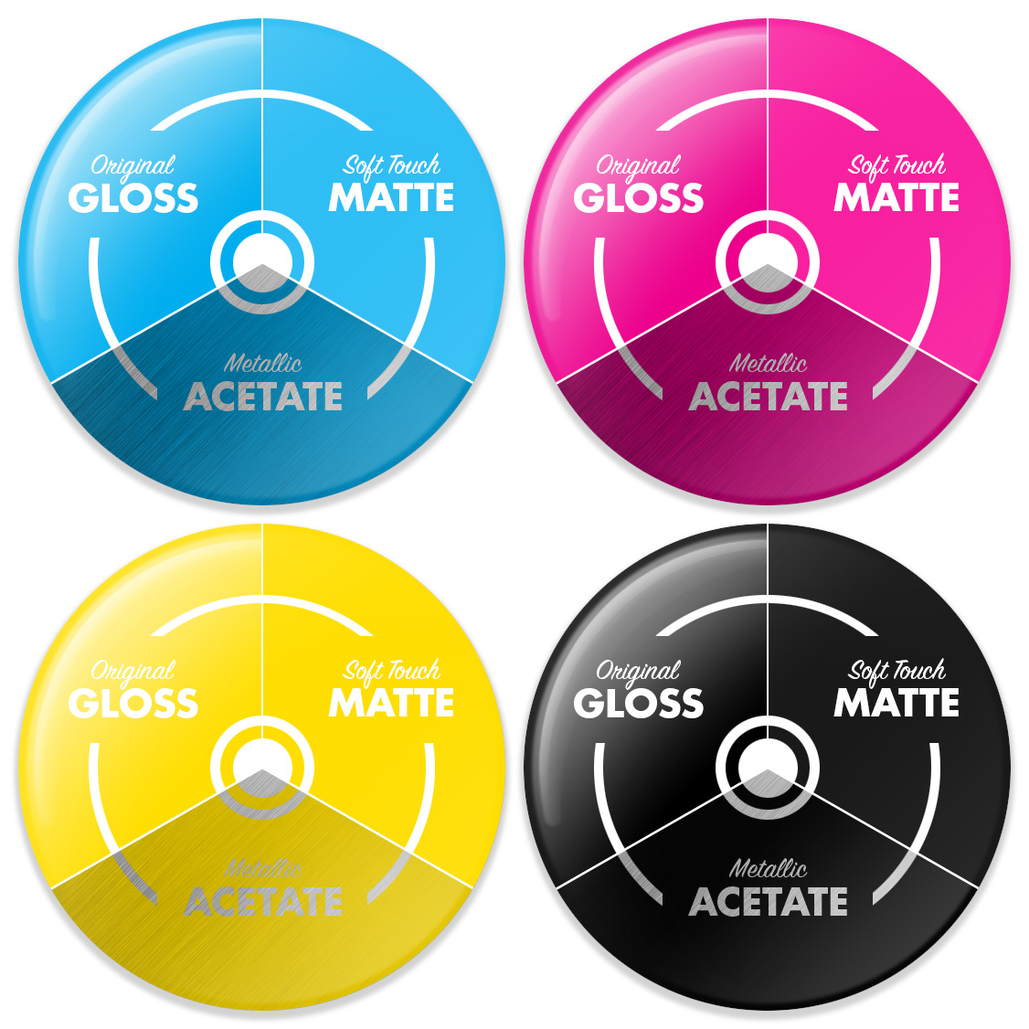 Custom Buttons Finish Options (Glossy, Matte, Metallic)