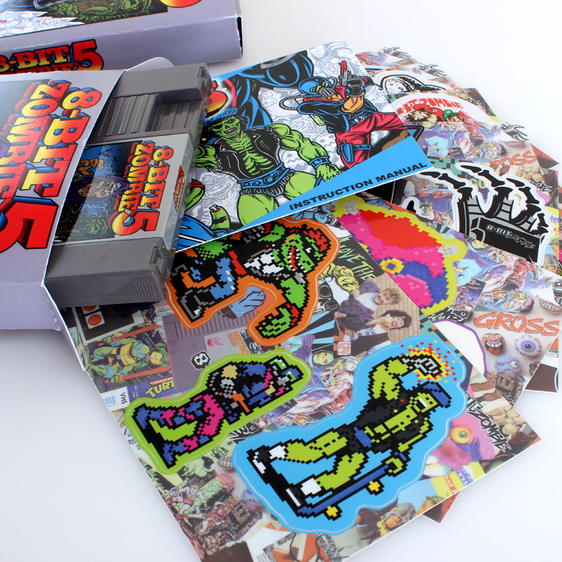 8-bit zombie custom sticker pack nintendo game cartridge box