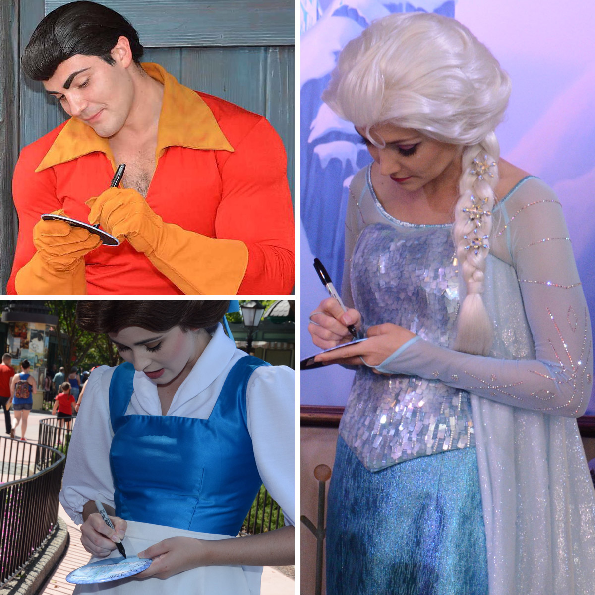 Gaston, Belle and Elsa sign a 6 Inch Magnetic Easel Disney World Souvenir