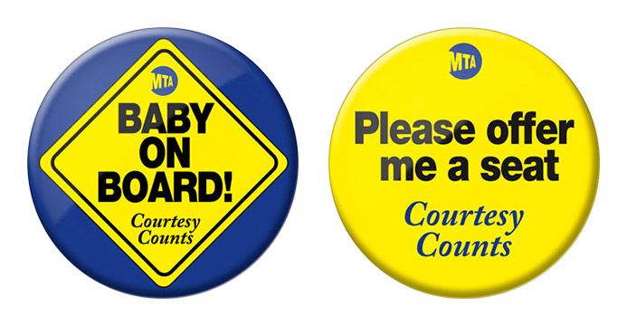 MTA Baby On Board Button Design, Please Offer Me A Seat Button Design