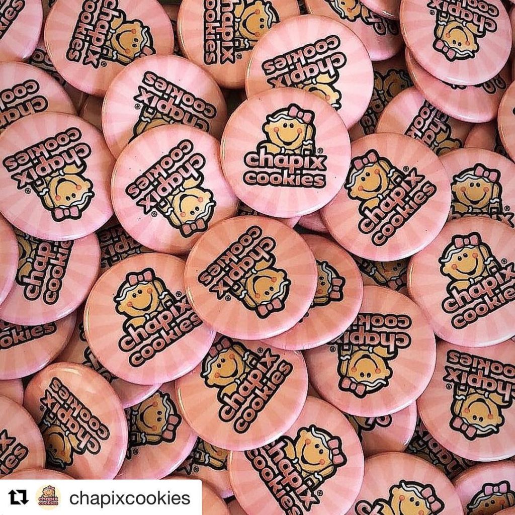 Custom Buttons, Made in USA for Chapix Cookies of Mexico!