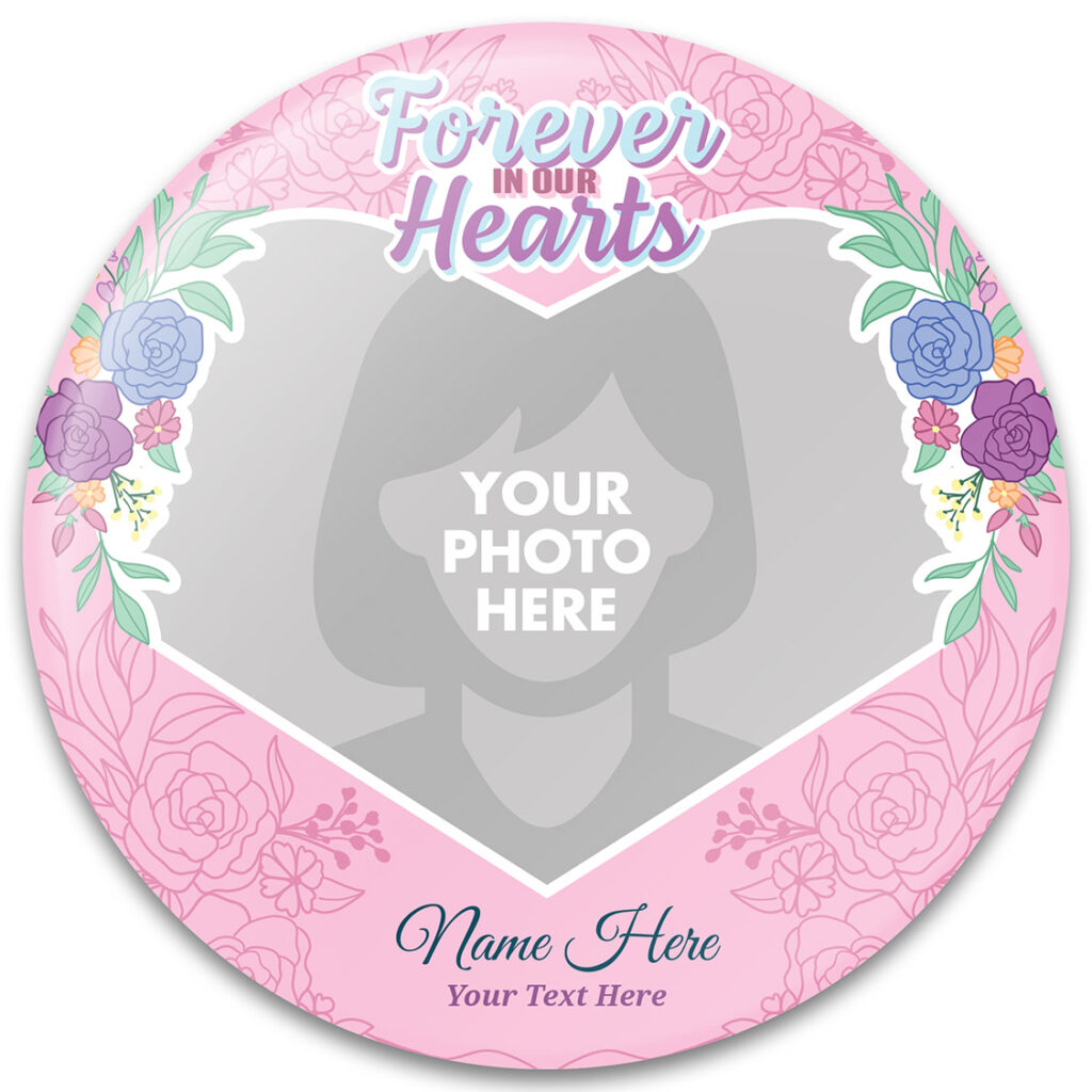 BROWN PINBACK Template,Full Color, Personalized Funeral Buttons