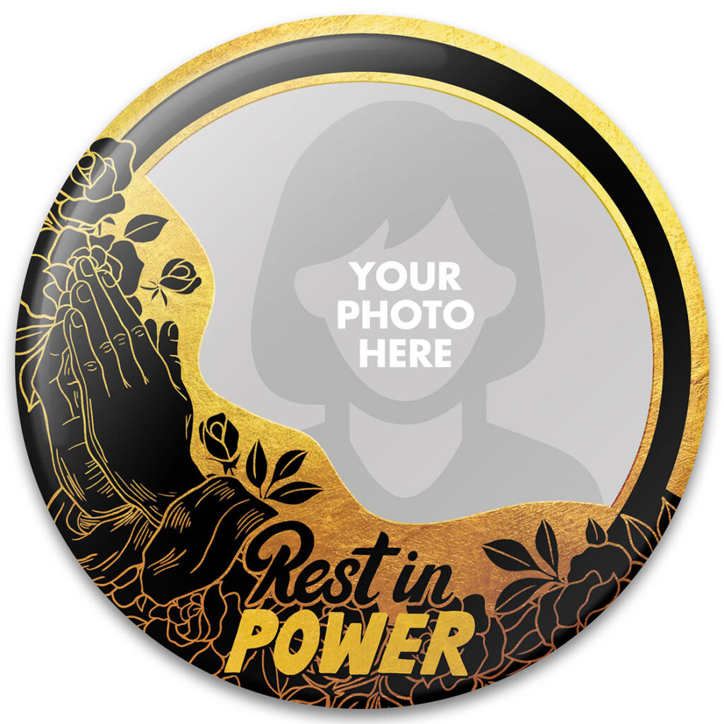 BROWN PINBACK Template,Full Color, Personalized Funeral Buttons