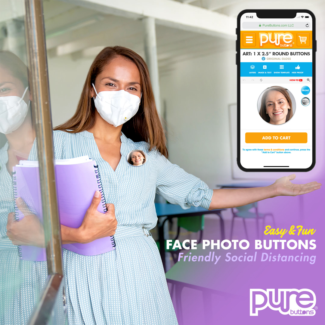 Create Face Photo Buttons and Social Distancing Buttons Online