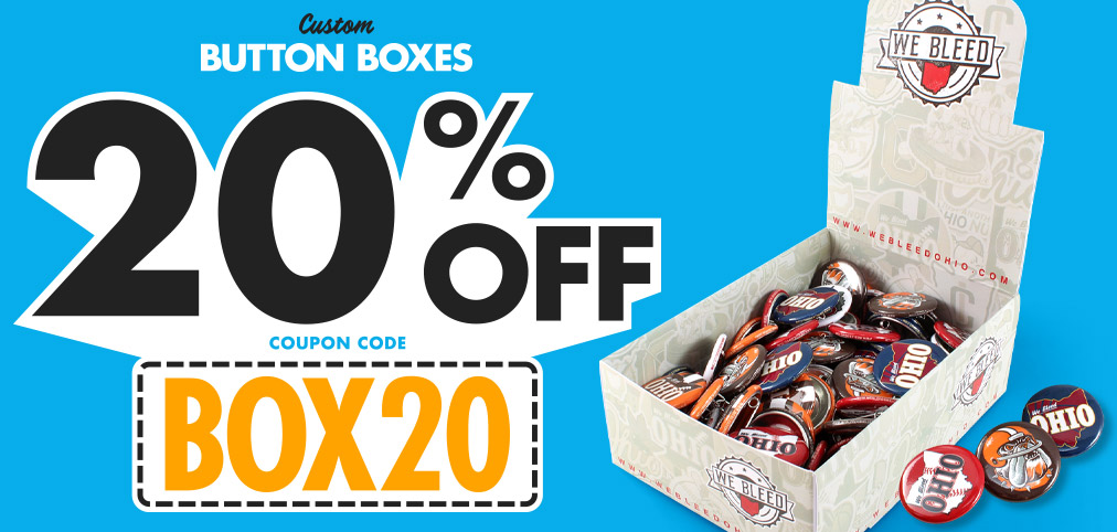 Custom Button Display Boxes 20% Off with code BOX20