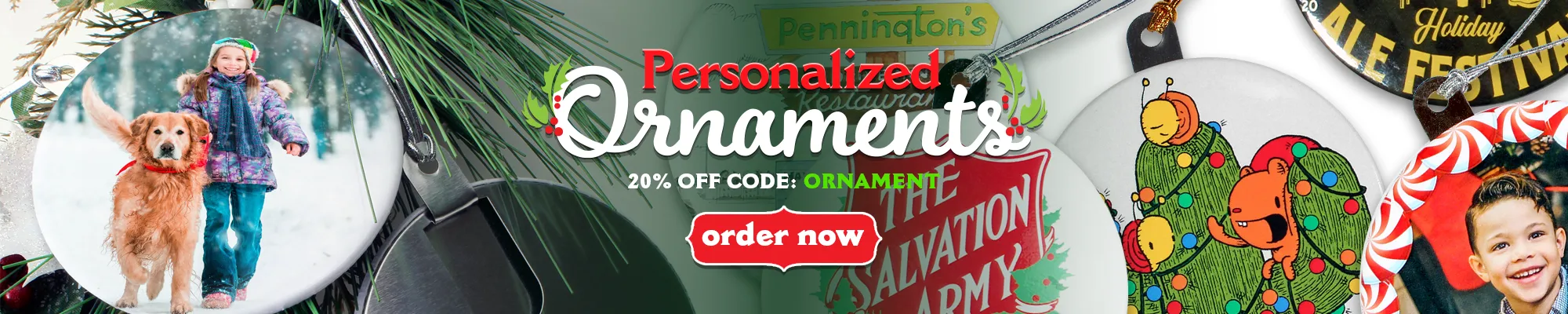 20% OFF Personalized Ornaments with code ORNAMENT at PureButtons.com