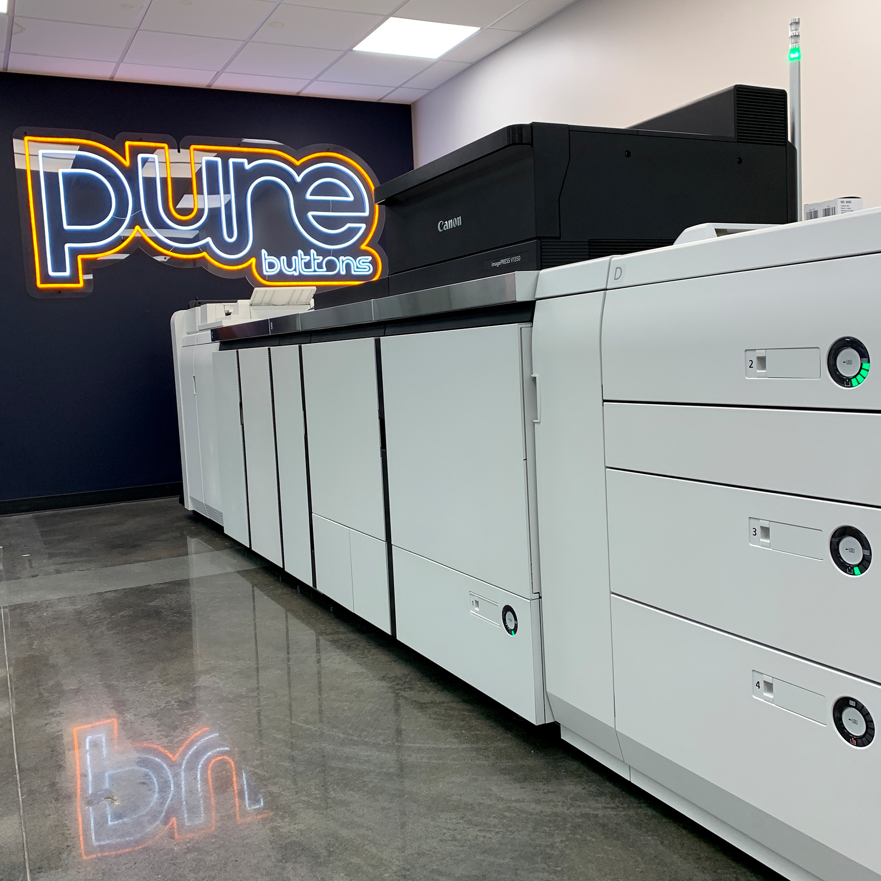 Pure Buttons - Custom Buttons &  Magnet Printing Room - Canon imagePRESS V1350