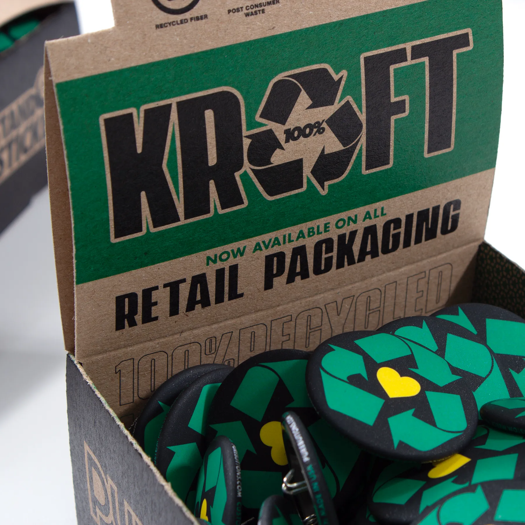 100% Recycled Button Packaging - Retail Display Boxes