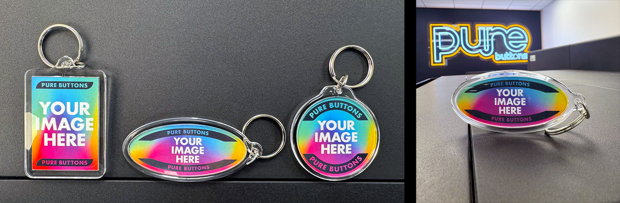 New Oval Keychains with Rectangle and Round Keychains by PureButtons.com