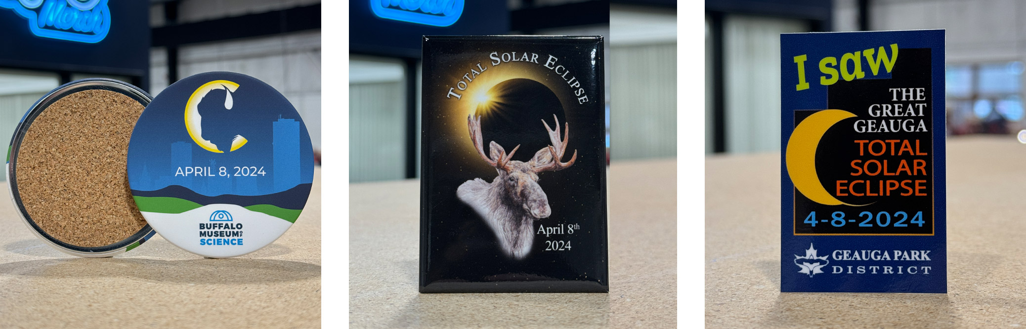 Solar Eclipse 2024 Magnets, Coasters and Stickers