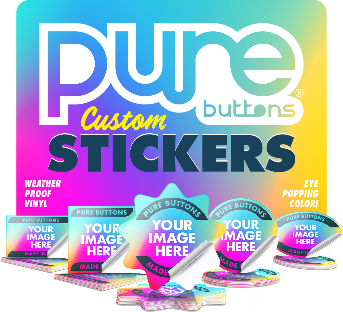 Custom Vinyl Stickers by PureButtons.com