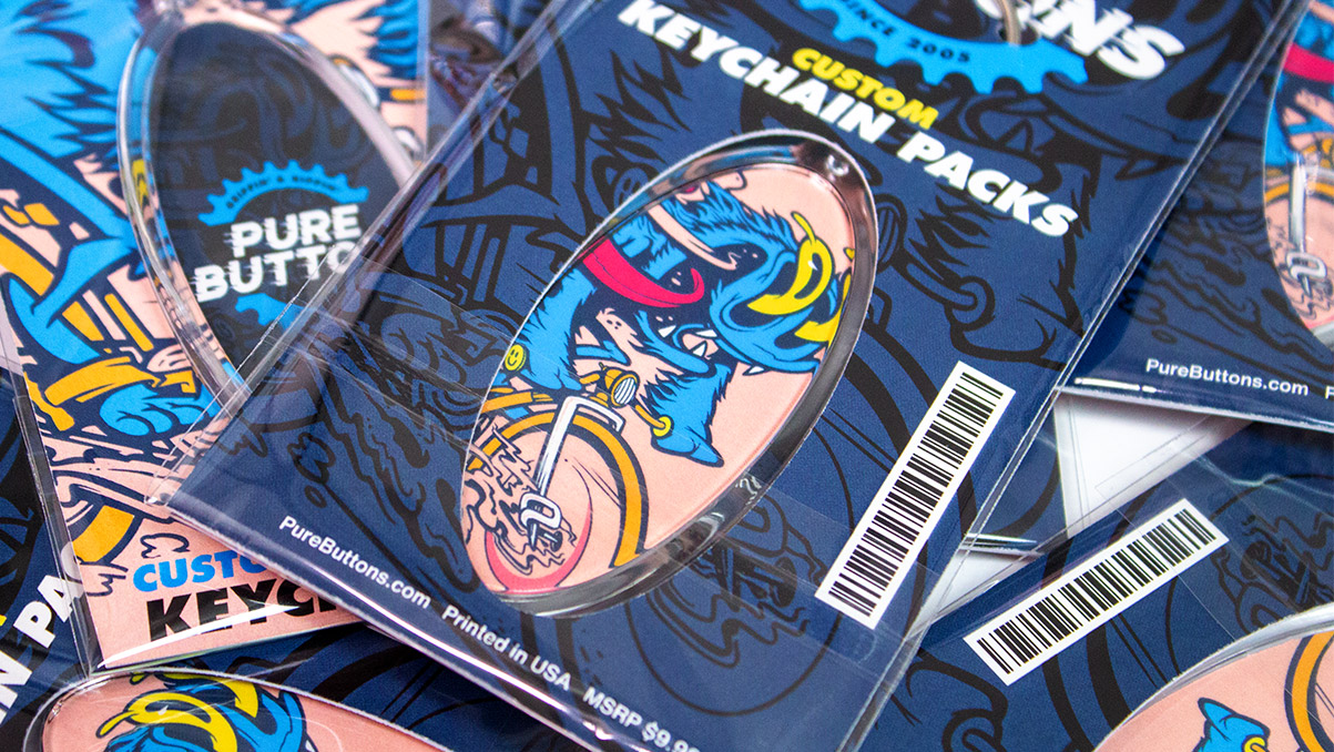Custom Oval Keychain Retail Packaging Closeup