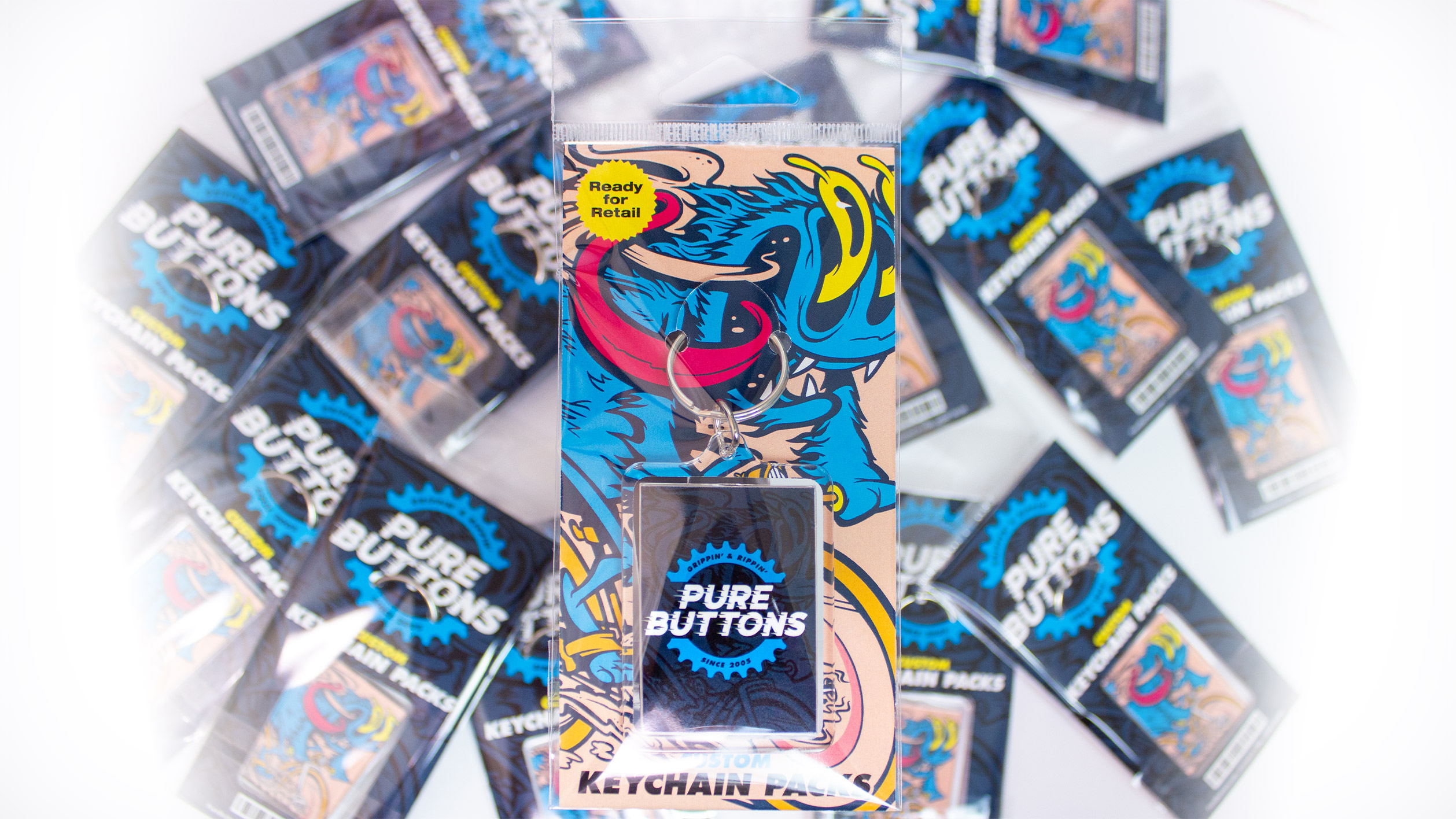 Custom Rectangle Keychain Retail Packaging